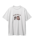 Summer Cat Oversized White Tee (180 GSM)