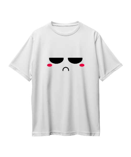 GRUMPY/ANGRY FACE OVERSIZED TEE ( WHITE )
